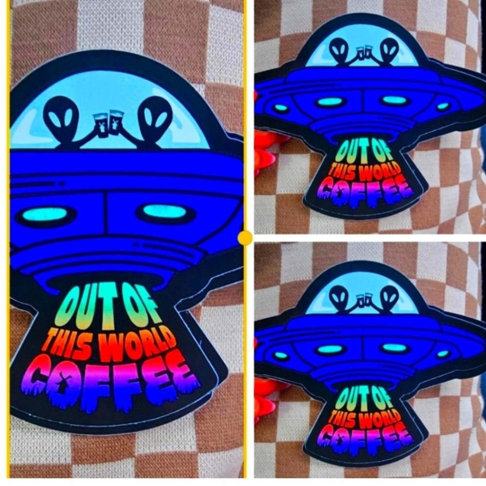 Dutch Bros Out of This World Coffee Sticker - Blue and Black